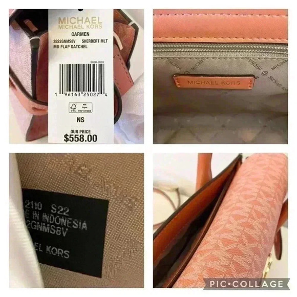 Michael Kors Purse Carmen Medium Flap Satchel shoulder bag sherbert new - Picture 5 of 9